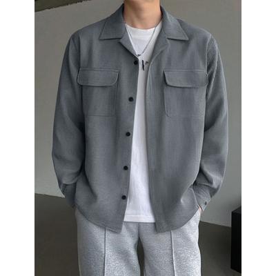 Corduroy Lapel Work Cardigan Long-sleeved Shirt Men's Loose Versatile Top