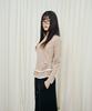 Mihebeu Double Lace Shirred Long Sleeve Beige