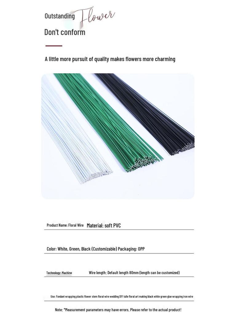 Plastic-Coated Floral Iron Wire for DIY Projects and Baking (Black, White, Green)