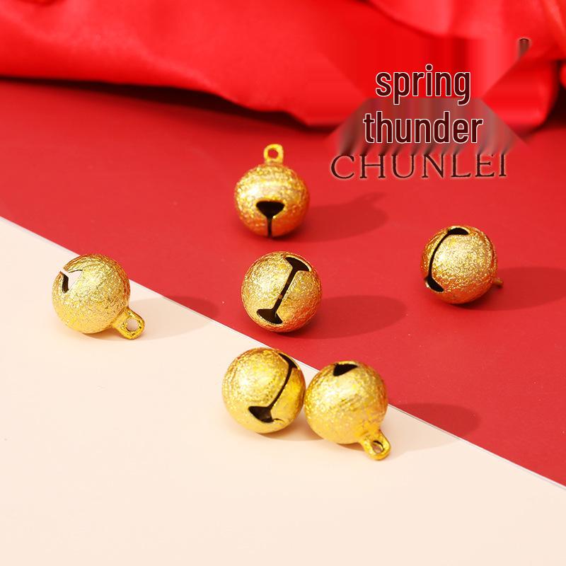 14mm Gold and Copper Beaded Christmas Bell Bracelet Ornament
