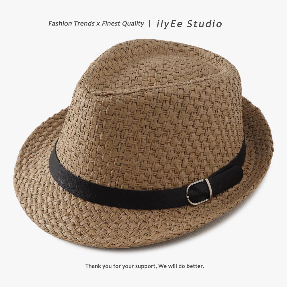 Straw Top Hat Spring Summer Sunscreen Jazz Hat British Versatile Straw Hat Sun Hat Holiday Beach Hat Tide