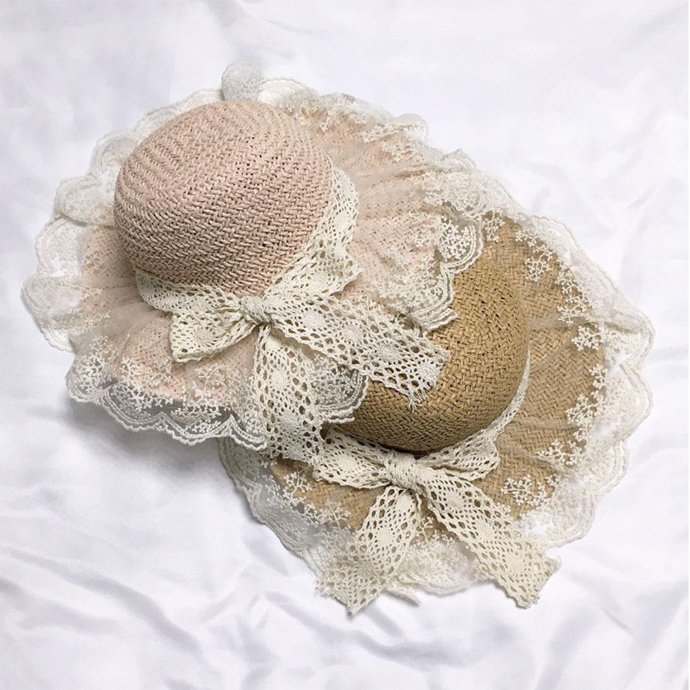 Children Straw Hat Girls Lace Beach Sunscreen Summer Hat