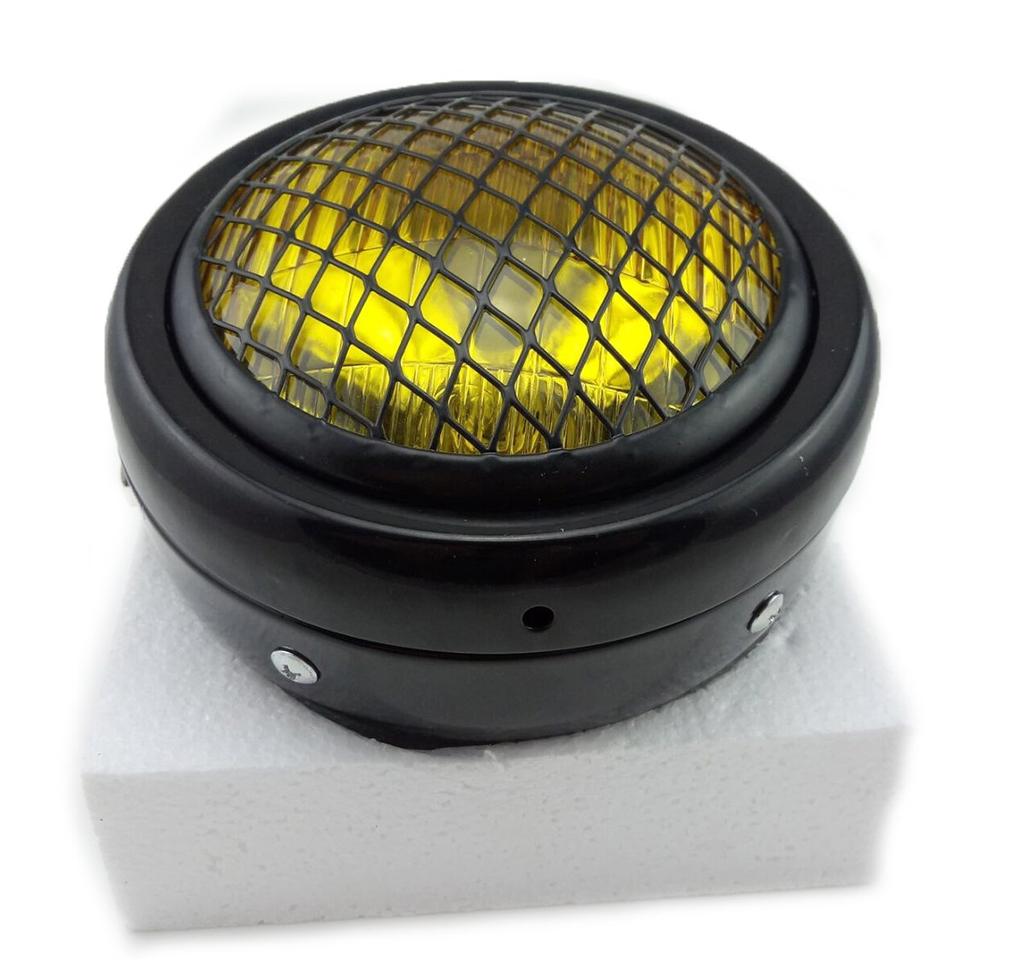 TASWK Universal Motorcycle Glass Lens Headlight, 12V, 6.5 Inch, 18 Cm (Yellow)
