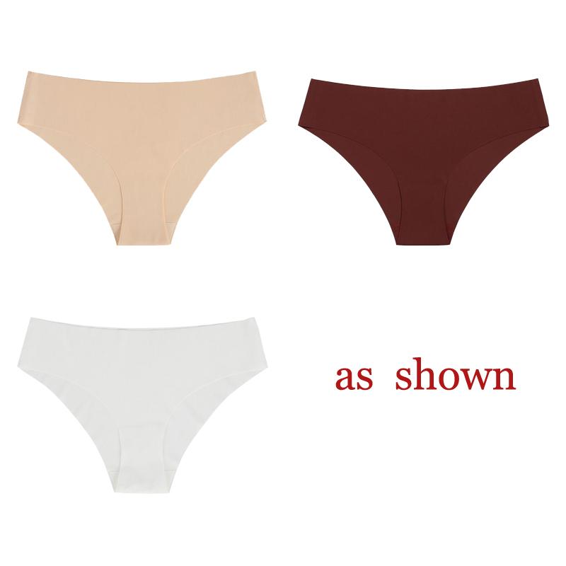 TERMEZY 3Pcs/Lot Sexy No Trace Panties for Women Ice Silk Low Waist Underwear Sports Lingerie G-string Briefs Female Intimates