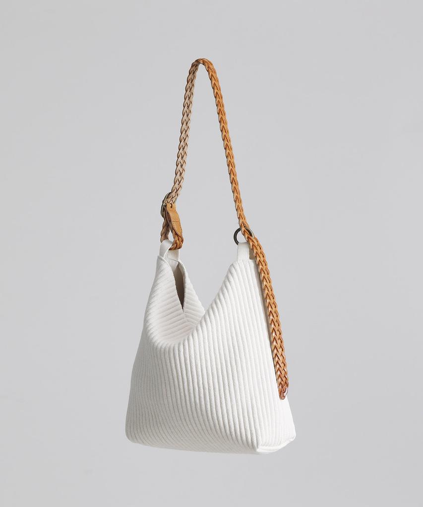 Green Stuff Belted Shoulder Bag B2 Ribbed Corduroy - Ivory