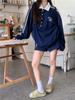 2025 Women's American Retro Oversized Casual Sweatshirt Jacket for Spring/Autumn