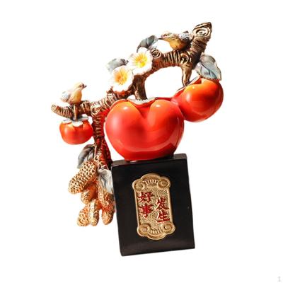 Harzfigur Kaki Statue Kunstwerk Fruchtskulptur Ornament für Flur Wohnzimmer Bücherregal