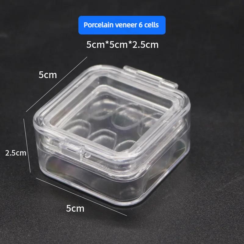 

10 Pcs Plastic Transparent Dental Box Denture Storage Box with Film Membrane Colorful Hinge for Crown and Bridges