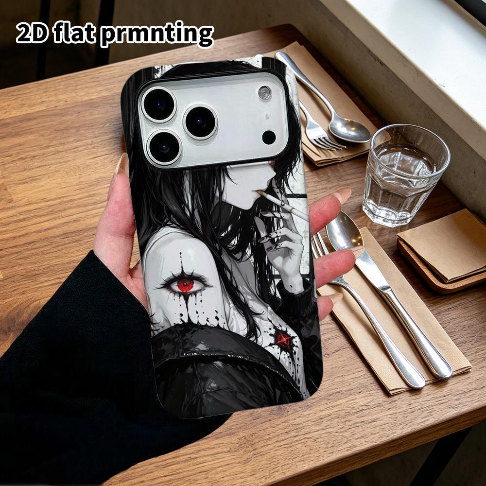 Phone Case: 2D flat, fits iPhone 18 17 16 15 14 13 12Pro protective case, demon eye tattoo, perfect Christmas and Halloween holiday gift