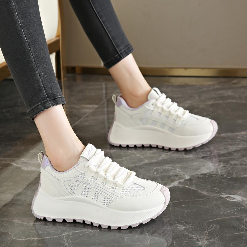 Thick-soled Forrest Gump shoes women's small feet 2025 new breathable mesh white shoes youth versatile casual shoes