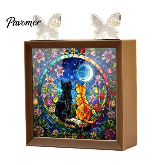 Romantic Warm Light Decor DIY Acrylic Puzzles Night Light, Hand-Assembled Jigsaw Lamp with Butterfly Decor, Atmosphere for Room Creative Handmade LED