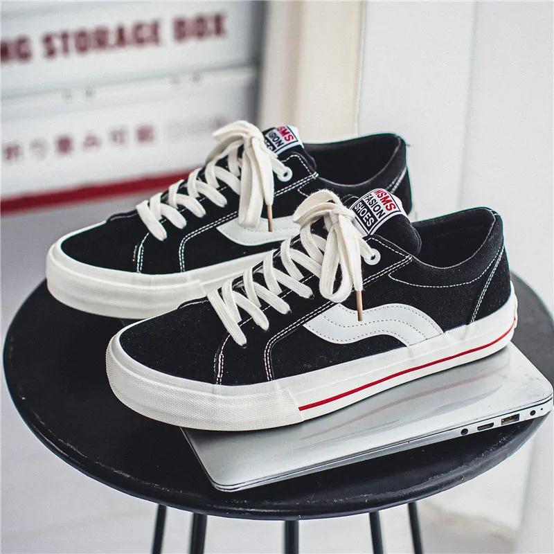 New Shoes for Men Canvas Casual Shoes Spring Flat Skateboard Vulcanized Shoes Youth Cool Sneakers