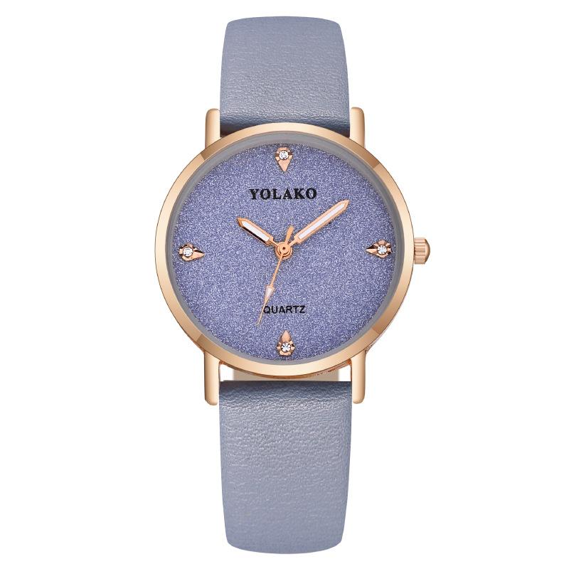Женские часы JYL Модные Цифровые с Градиентом и Кожаным Ремешком Light blue falu красный