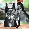 Tier-Muster Druck Yoga Outfit für Damen Mode Workout Leggings Fitness Sport Freizeit Yoga Set Sportanzug