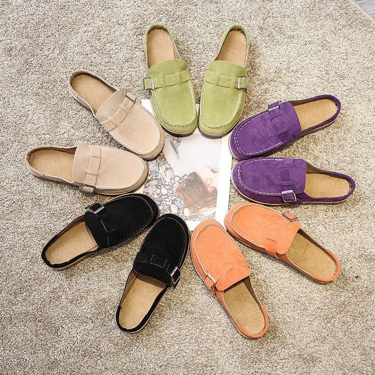 

2025 new half-drag European and American baotou, solid-color Birkenstocks, women s slippers, foreign trade large-size sandals in stock 44