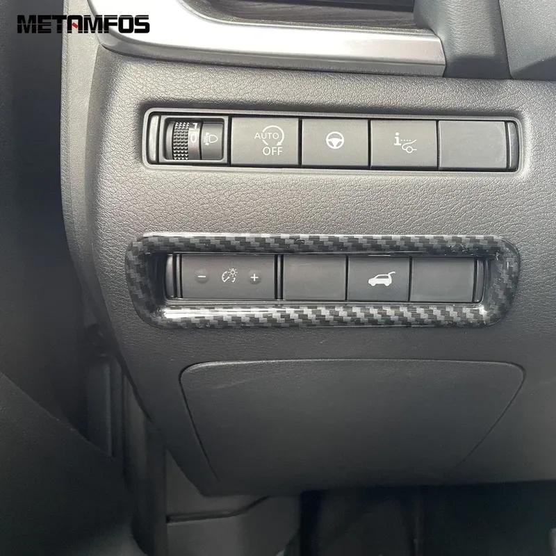 Head Light Lamp Switch Cover Trim For Nissan X-trail Xtrail Rogue T33 Qashqai J12 -2024 2025 Carbon Fiber Car Accessories
