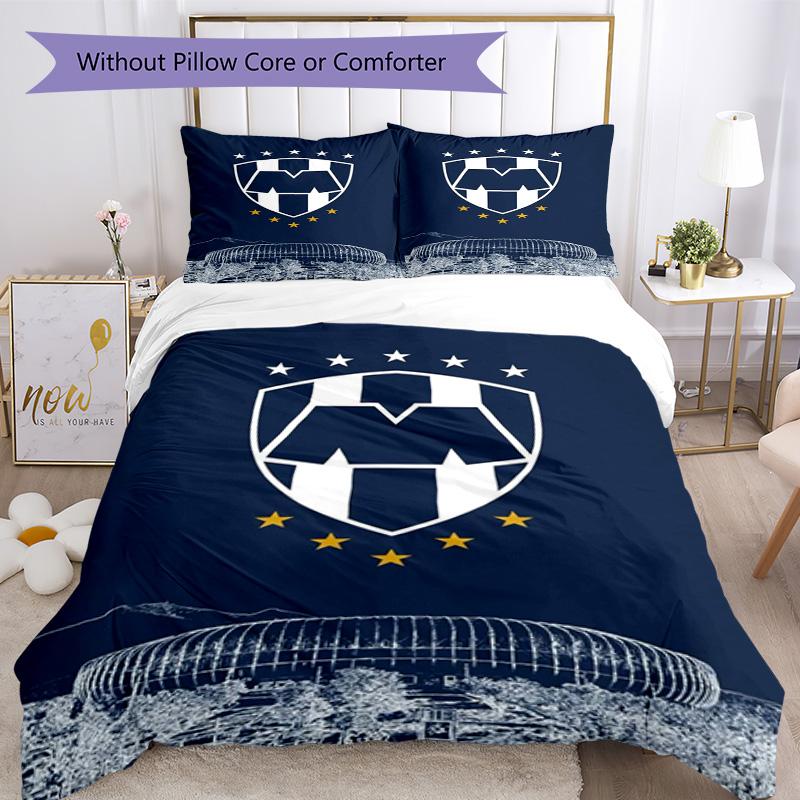 Monter-rey Football Crest Art Printed Pattern Duvet Cover Set – includes 1 duvet cover and 2 matching pillowcases Bedroom decor Christmas gifts