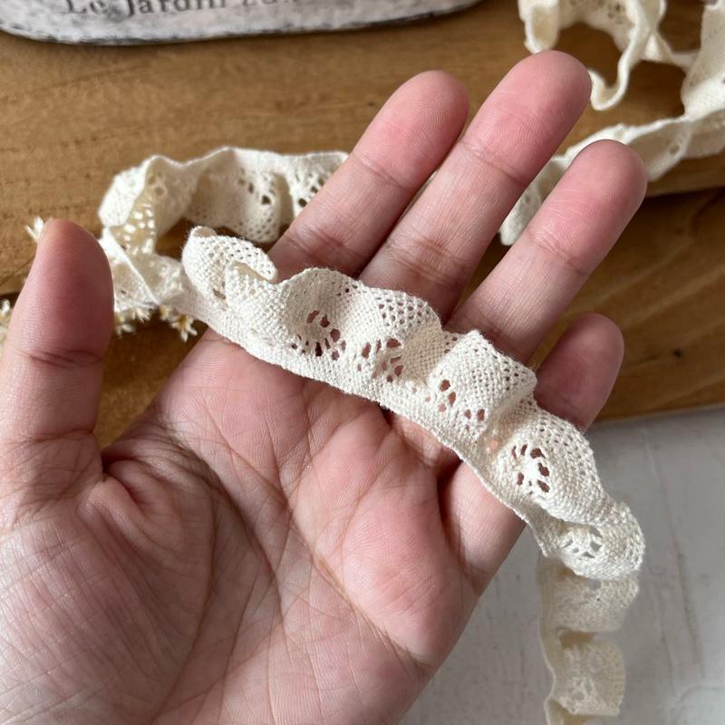 Beige Elastic Lace Band - Cotton Thread Decorative Doll Lace for DIY Clothing Accessories