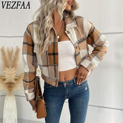 Moda damska Casual Kratka Nadruk Jesień Zima Długi Rękaw POLO Kołnierz Kurtki i Płaszcze