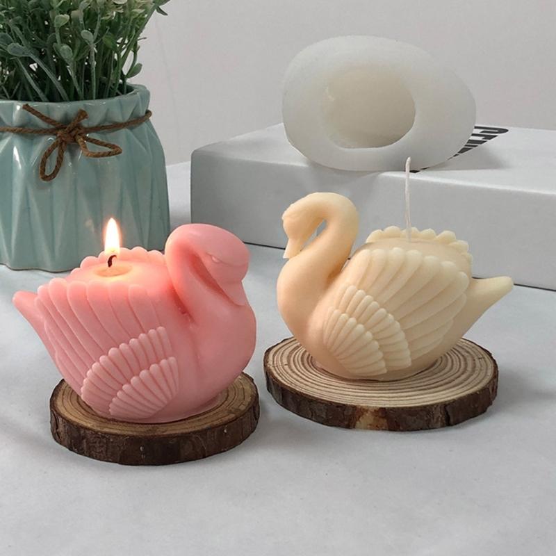 Swan Candle Mold 3D Beautiful Swan Silicone Mold Handmade Ice Cream Fondant Moulds DIY Chocolate Candy Decorating Tool