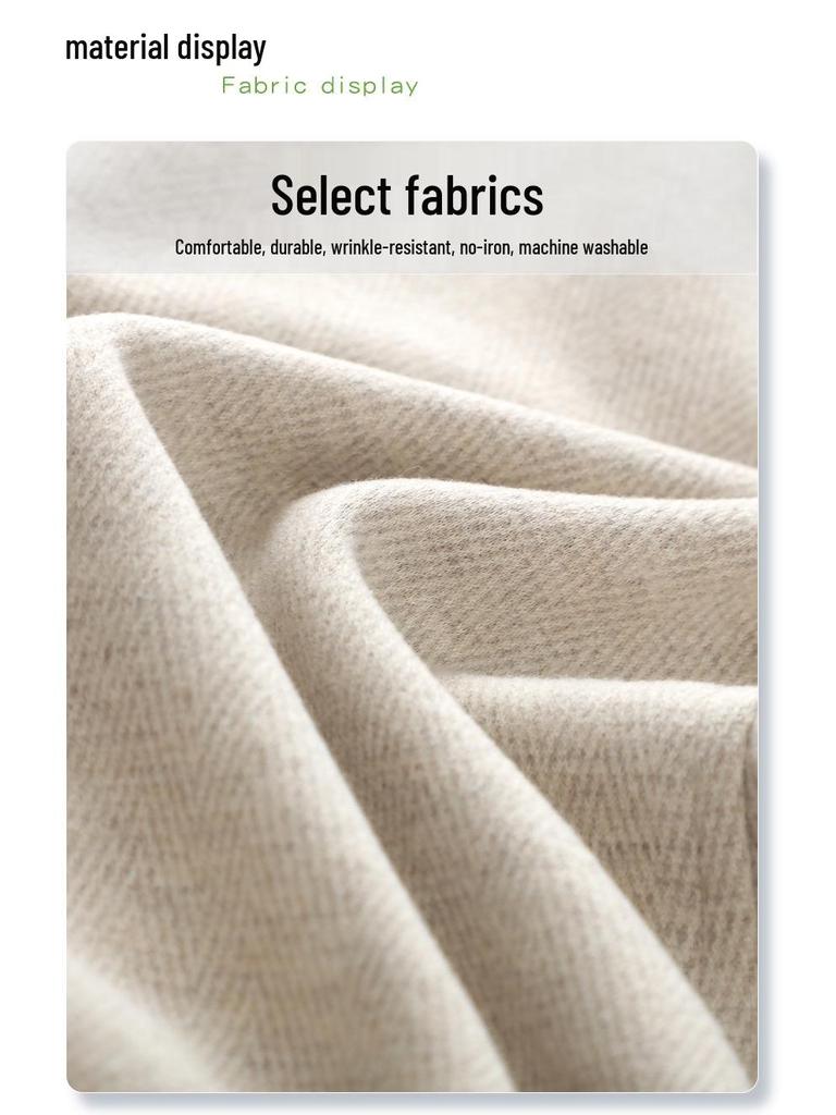 Beige Herringbone Wool Trousers - Women's 2024 Autumn/Winter Narrow Straight-Leg Casual Pants