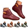 Women's Short Shoes Fashion Casual Flat Solid Color Leather Outerwear Ankle Boots Flat Boots for Women Toe