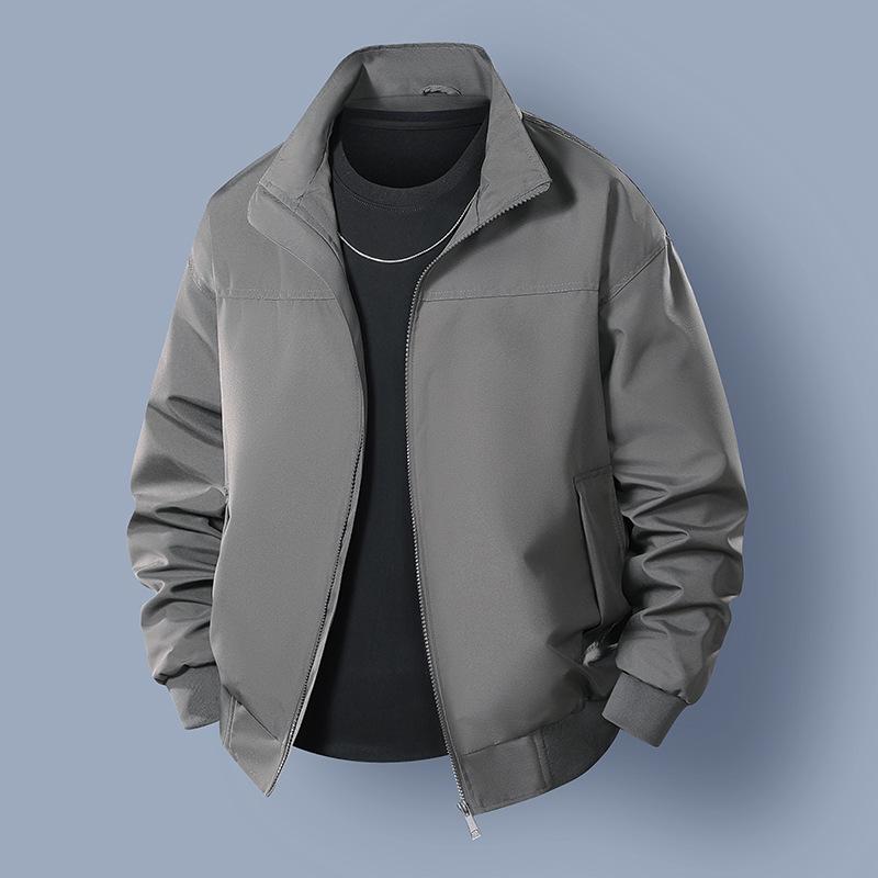 

Мужская модная куртка-бомбер свободного кроя со стойкой - повседневная осенняя рабочая одежда в бейсбольном стиле Small серый/зелёный