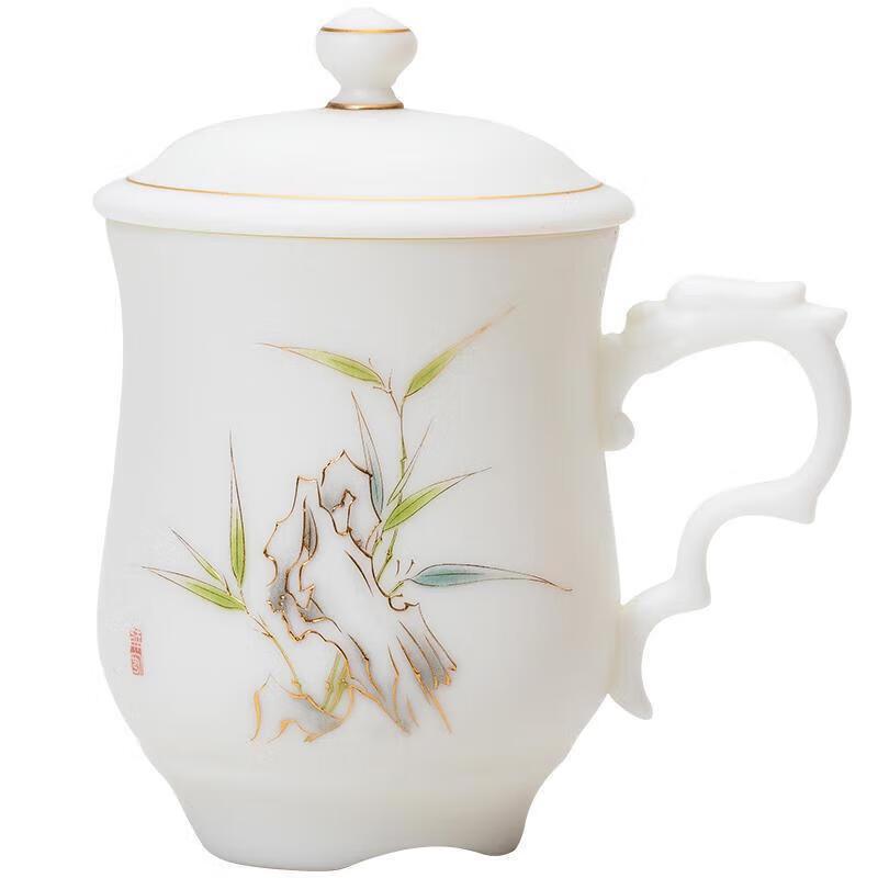 Chaxun Mutton Fat Jade Style Ceramic Tea Infuser Mug