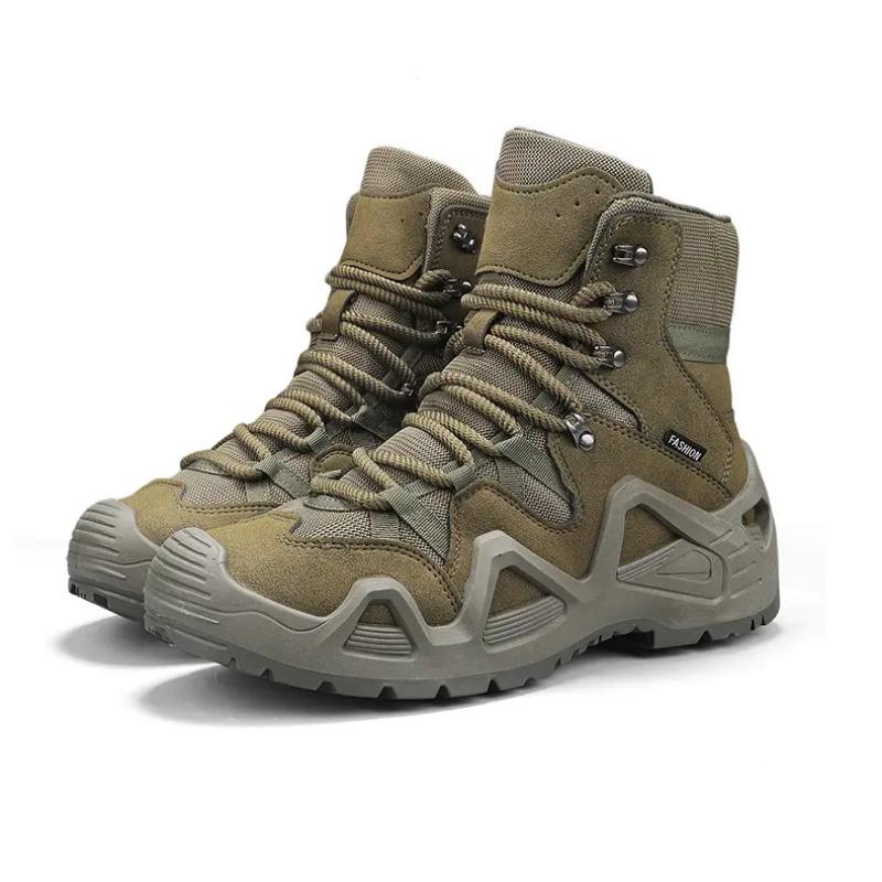 Men Tactical Boots Waterproof Combat Training Shoes with Straps Outdoor Hiking Breathable Multifunctional Winter Footwear