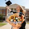 Handmade Crochet Flower Bouquet Completed Knitted Sunflower Puff Flower Doll Graduation Bouquet Teacher Appreciation Gifts for Grad Party Favors