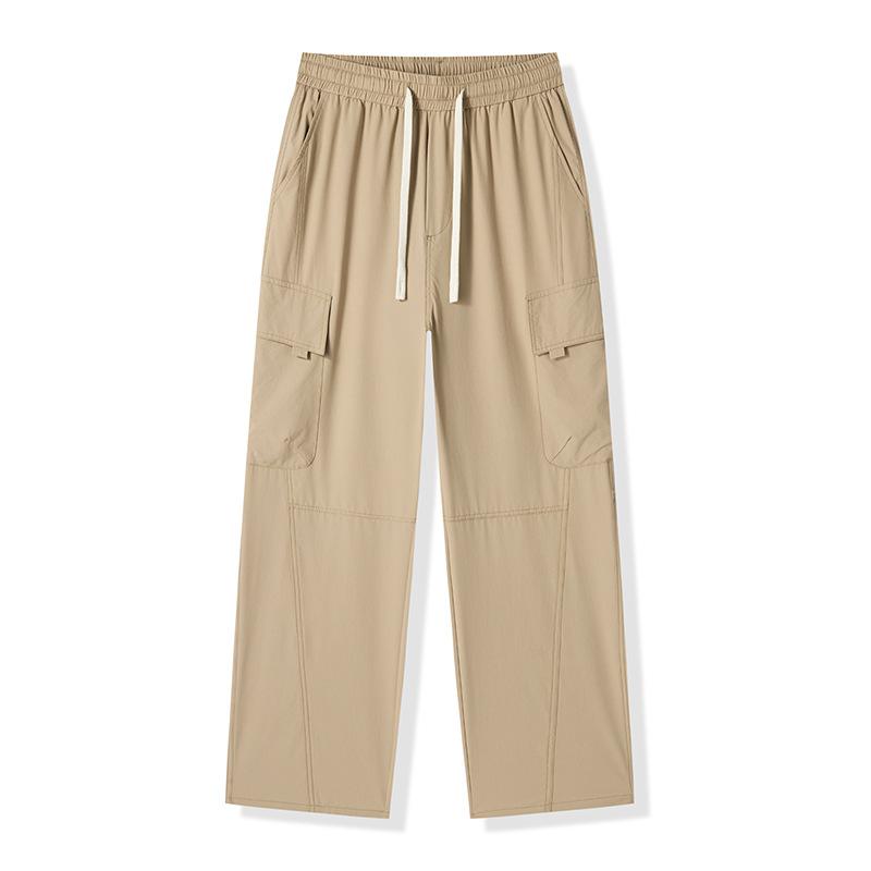 American tooling trendy brand loose straight long pants men's solid color fashion versatile wide leg drape lace-up casual pants