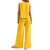Elegant Solid Color Two-Piece Set: Crew Neck Tank Top & Wide-Leg Pants - Women's Clothing 2026