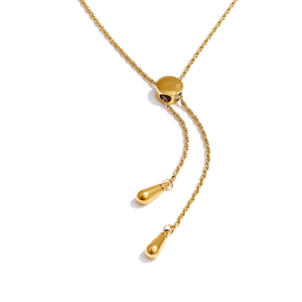 

Yhpup 66cm Stainless Steel Adjustable Exquisite Long Hanging Chain Drop Necklace Women Distinctive Simple Sweater Chain Jewelry