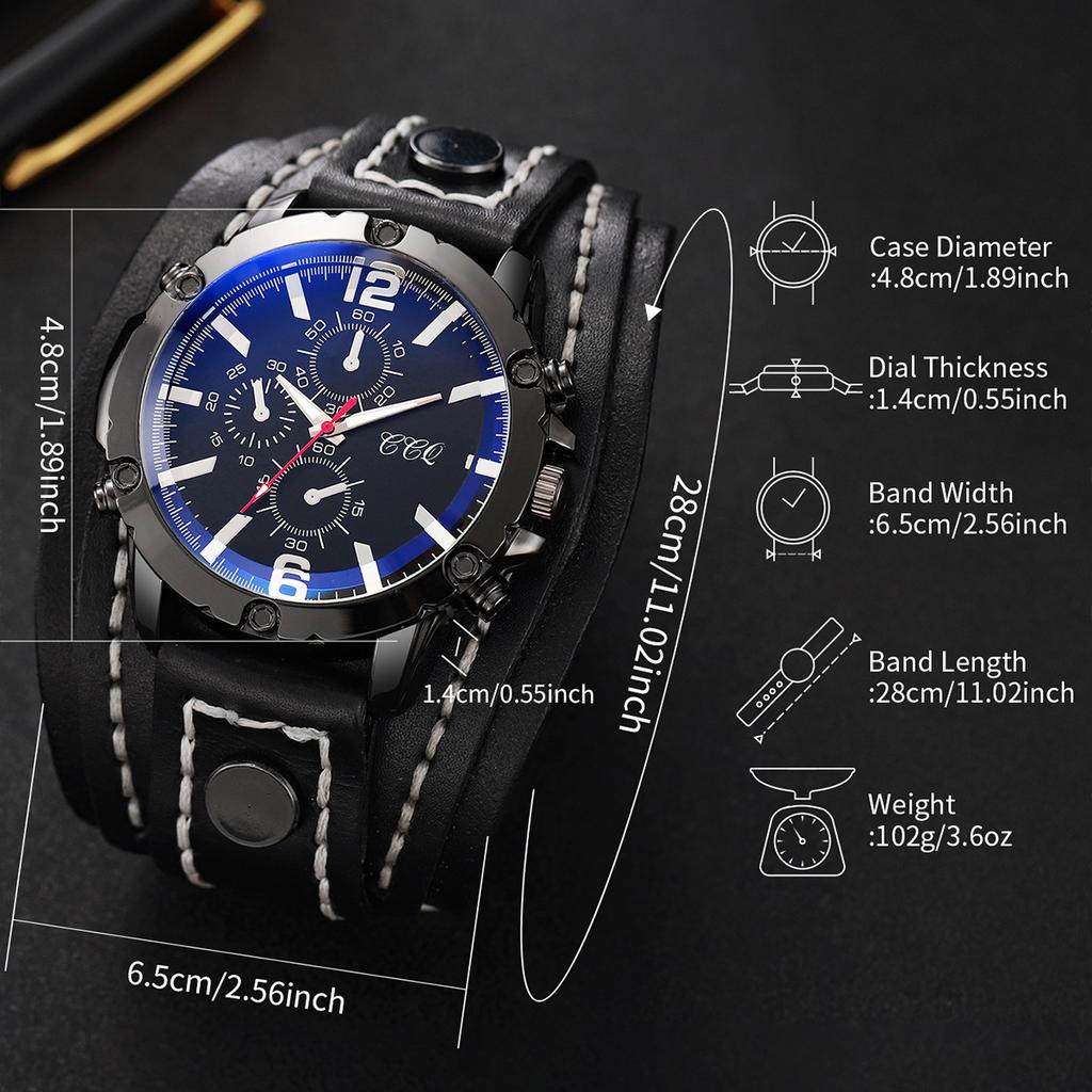 Lässige Herrenuhr Vintage Lederarmband Herren Analog Quarzuhren