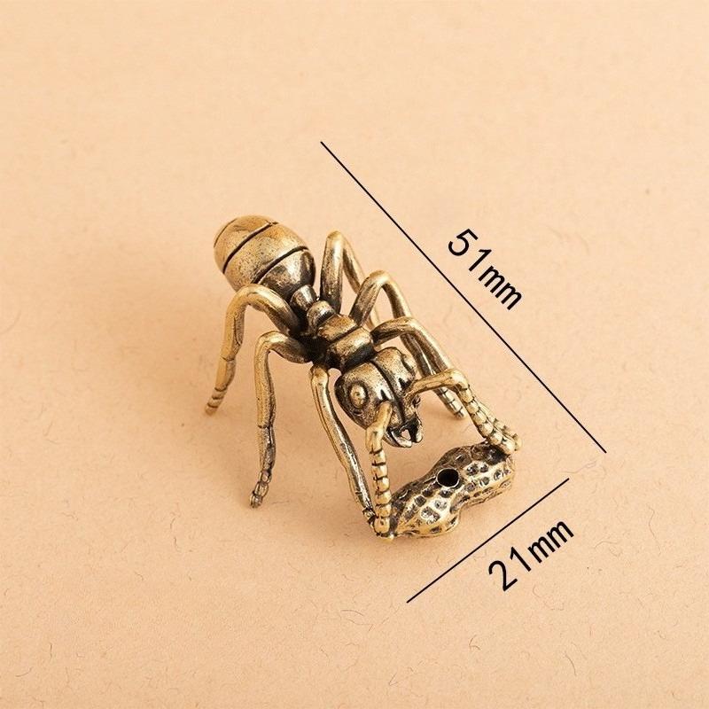 Soild Brass Ant Figurines Miniature Simulation Insect Desk Ornament Table Tea Pets Antique Copper Crafts Home Decors