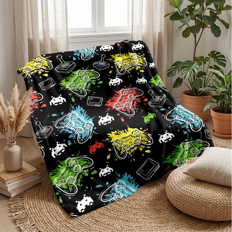 

Colorful Game Controller blanket Personalized Name Flannel Blanket Soft Cozy Plush Throw for Sofa Bed Lightweight Home Decor 75x90cm