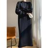 Autumn and winter new fashion knitted inner dress women's fringed semi-turtleneck sweater bottoming long dress tide