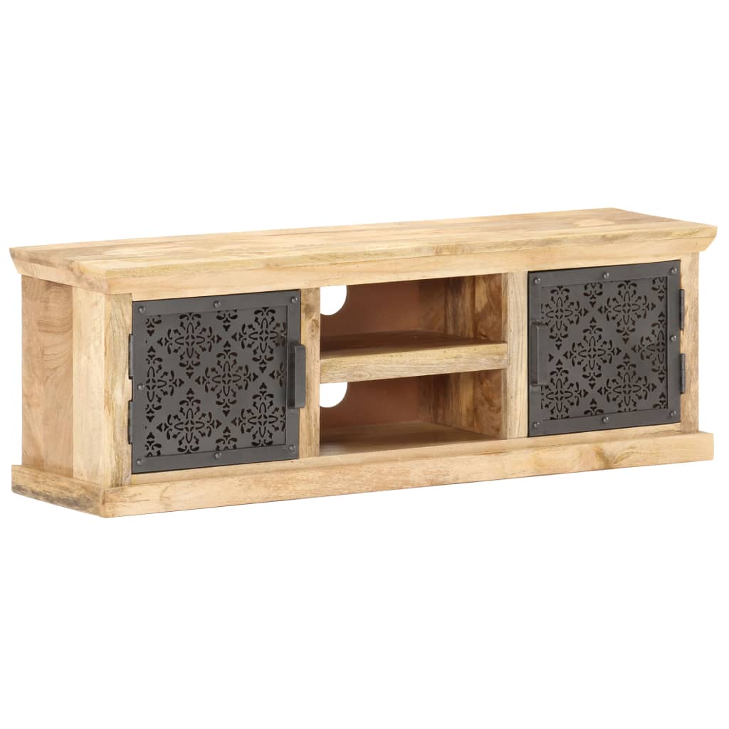 TV Cabinet with Steel Doors 120 X 30 X 40 Cm Solid Mango Wood