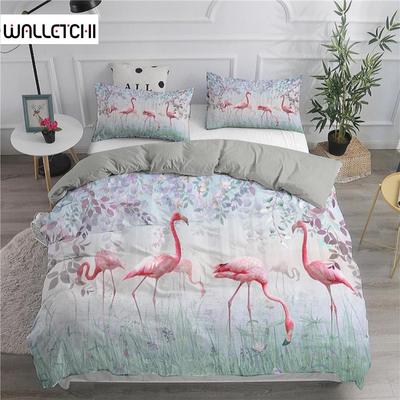 Cartoon Pink Flamingo Bedding Set Girls Kids Teens Cute Duvet Cover Set Single Twin Queen King Size 2/3pcs Polyester Quilt Cover