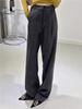 Gray Wool High-Waisted Wide-Leg Pants for Women - Comfortable, Slimming, Drape Straight-Leg Fit for Autumn and Winter