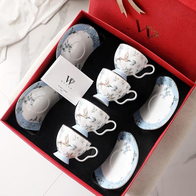 WOOCH Nordic Holiday 4-Piece Ceramic Cup & Saucer Gift Set