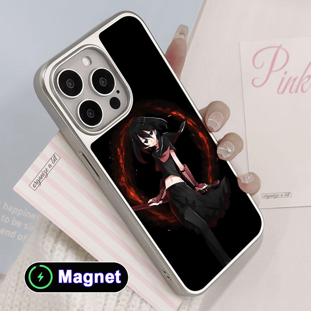 Akame Kurome Silver Plating Magsafe Mobile Phone Case for iPhone 17 16 15 14 13 12 11 Air Pro Max Plus Colorful Cover