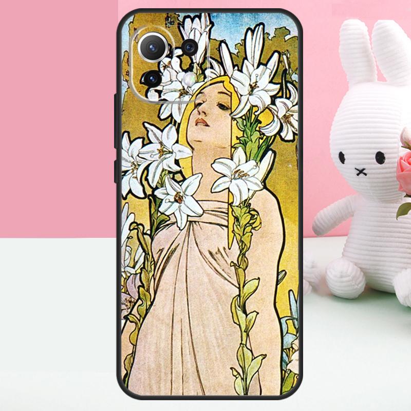 

Vintage Alphonse Mucha Art Case For Xiaomi 14 13 15 Ultra 15T 13T 14T Pro 17 Pro Max POCO X7 X5 X6 Pro F5 F6 F7 Funda POCO X5 Pro
