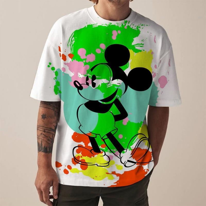 Disney Mickey Mouse print men's T-shirt fashionable holiday gift men round neck short sleeved oversized Hip hop clothing Boys