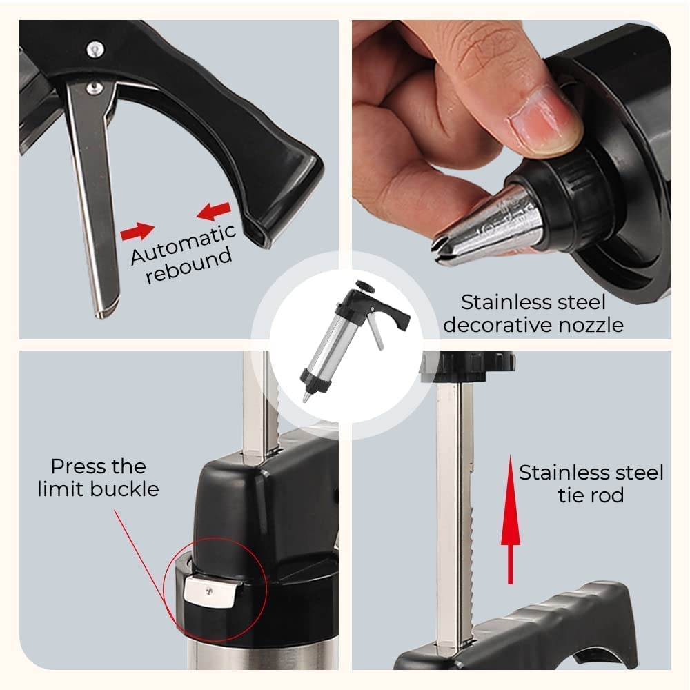 Stainless Steel Cookie Press Kit – 13 Discs & 8 Nozzles – Multi-Pattern Stamper for Baking, Biscuits & Cake Decoration