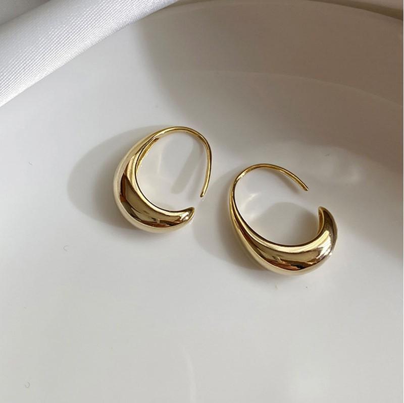 925 Silver Needle Curved Earrings Earrings Temperament Premium Versatile Small C-Shaped Circle Earrings