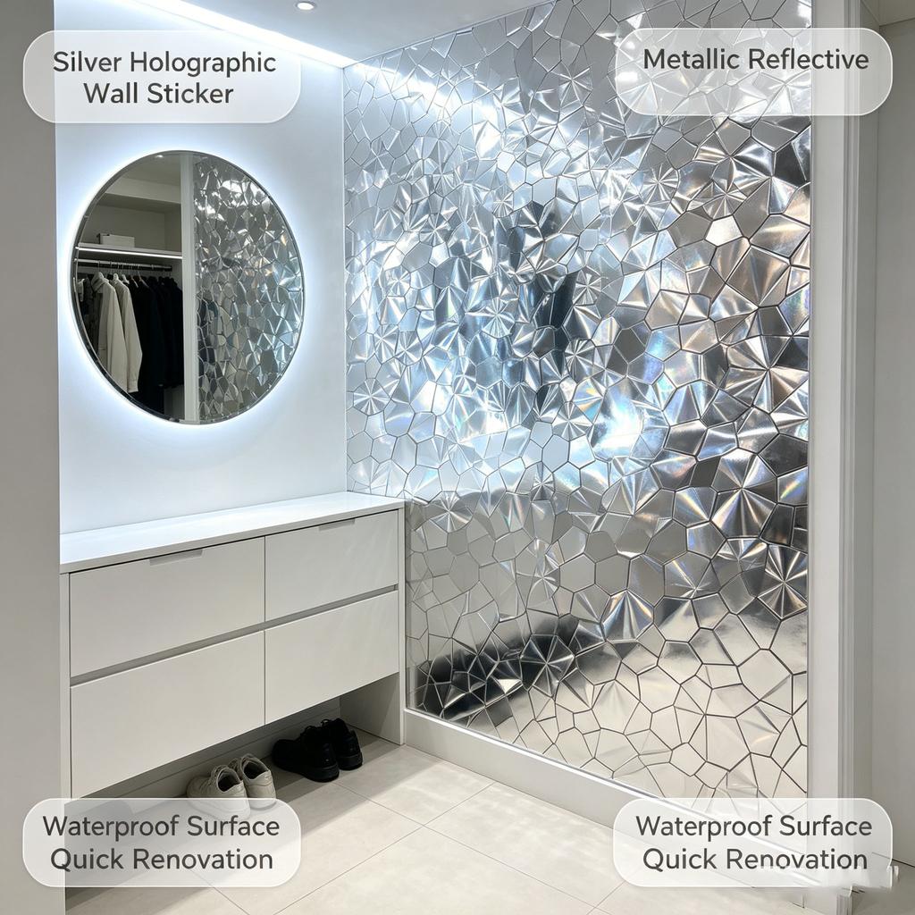 Adesivi Murali Specchio Metallico 3D di Lusso Autoadesivi Impermeabili Resistenti all'Olio Rimovibili Decorazione Murale di Sfondo per la Casa