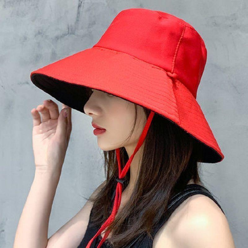 Ladies Holiday Reversible Wide Brim Bucket Sun Hat Foldable Summer Fisherman Cap