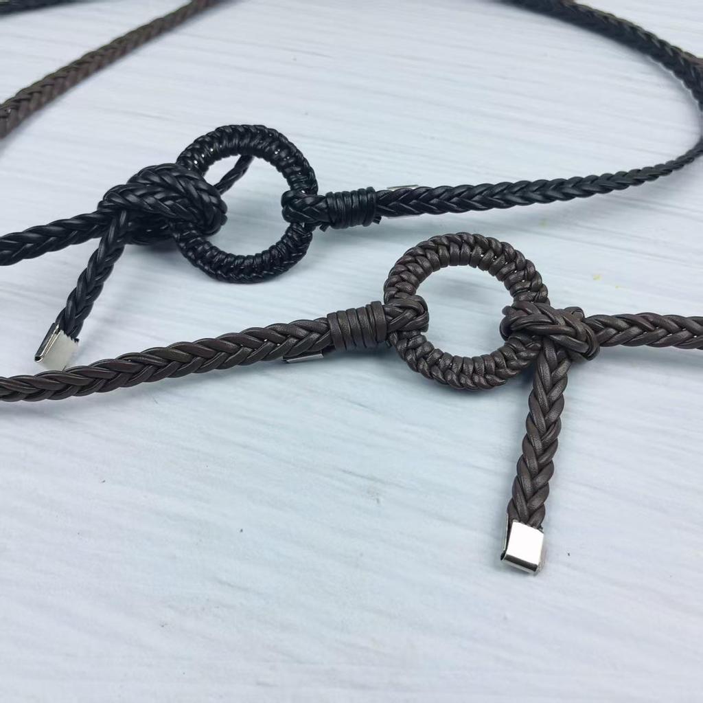 Handmade Women's Retro Woven Rope Belt - Casual & Versatile Thin Waist Accessory