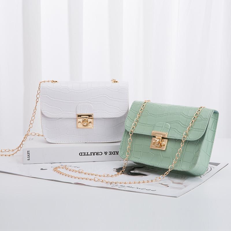 Guangzhou Women's Bag Winter Crocodile Pattern Lock Chain Small Square Bag Single Shoulder Oblique Span Candy Color Mobile Phone Bag